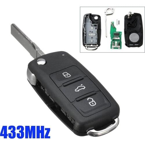 New Arrival 1pc 3 Button Folding Flip Remote Key 433MHz ID48 Chip Car Key Dedicated Replacement For V-W 2010-UP 5K0837202AD