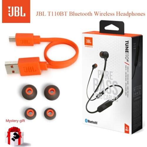 New JBL TUNE 110 Original Wireless Headphones Stereo Bluetooth Earphone Bass Sound Earbuds with Mic Support IOS/Android Headset