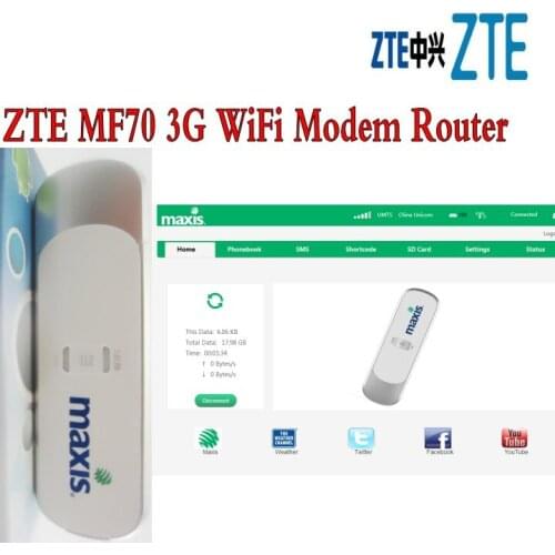 New Unlocked Original HSPA+ 21.6Mbps ZTE MF70 3G USB Modem WiFi Router