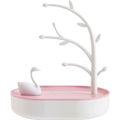 Jewelry Organizer Display Tray Stylus Swan With Door Tree Decorative Accessory Gift For Women