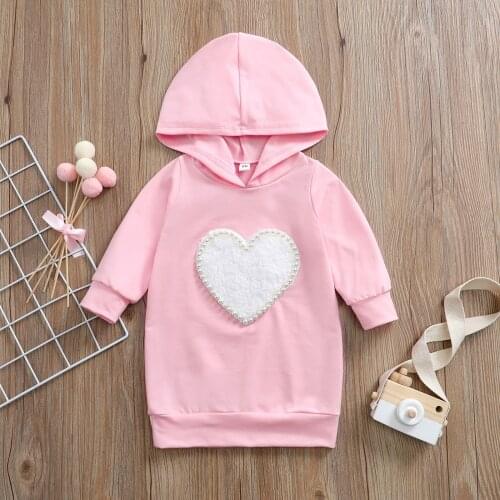 Fall Newborn Baby Girl Dress Clothes Toddler Girls Princess Heart Print Hooded Dresses For Infant Baby Clothing 1-5Y Vestidos