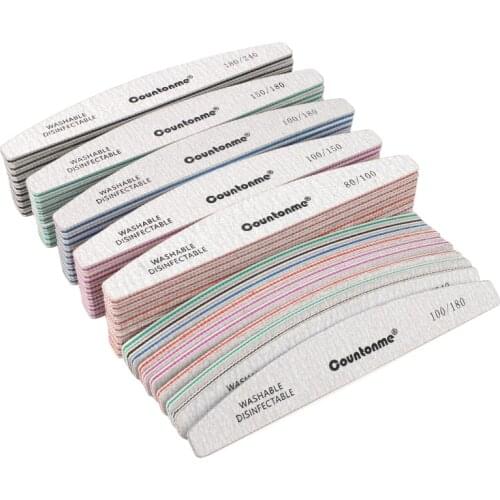 100Pcs Professional Nail Art File 80/100/180/240 Thick Sandpaper Half Moon Nail Sanding Grinding Polishing Manicure Care Tools