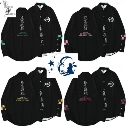 Kisatsutai Style 3D Printing Unisex Shirt Casual Long Sleeve Cool Loose Button Streetwear Anime Overclothes