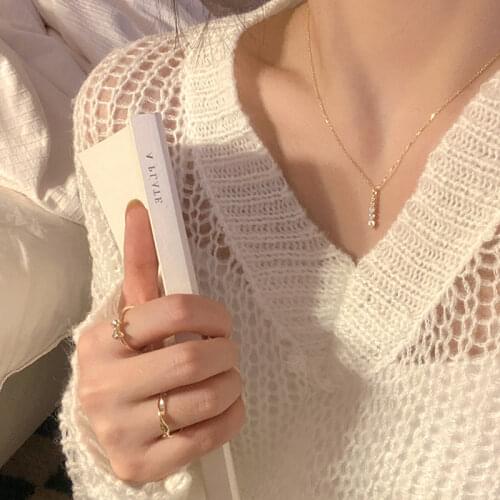 925 Sterling Silver Waterdrop Zircon Necklace for Women Mnimalist Clavicle Chain Choker Wedding Party Jewelry