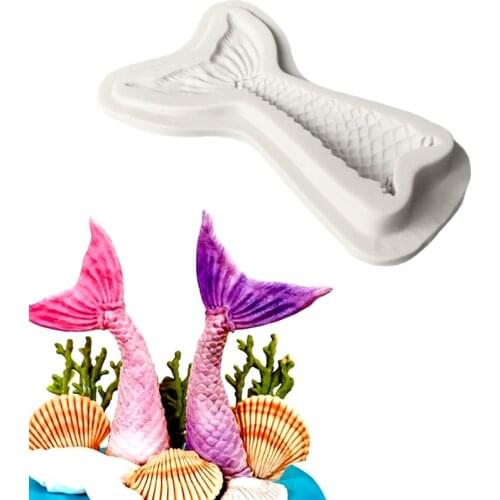 Fish Tail Silicone Mold Fondant Cake Decorating Tools Sugarcraft Candy Clay Mold Cookie Cupcake Chocolate Baking Mold