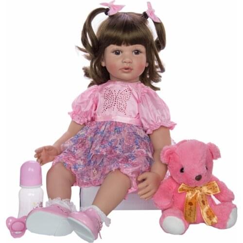 Silicone Vinyl Limbs 60cm Reborn Toddler Doll 24" Girl Princess Alive bebes reborn Toy Cloth Body child Birthday Gift Brinquedos