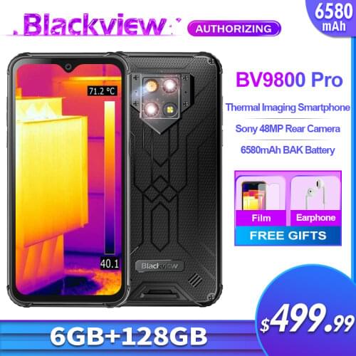 Blackview BV9800 Pro 6GB+128GB Android9.0 Global First Thermal Imaging Smartphone ROM Helio P70 IP68 Waterproof Mobile Phone