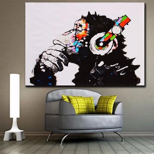 Modern Home Decor framed Canvas Prints Wall Art Painting Poster Picture-DJ MONKEY For Living Room