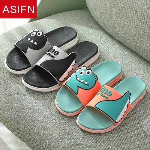 ASIFN Men Women Slippers Little Dinosaur Cute Cartoon Animal Bathroom Non-slip Claquette Homme Indoor Outdoor Couples Men Shoes