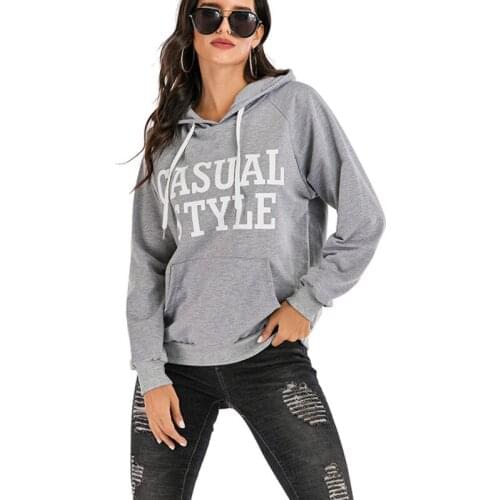 Hooded Sweatshirt Simple Womens Autumn New Long-sleeved Printing Casual Sports Shirt Streetwear Female Wn