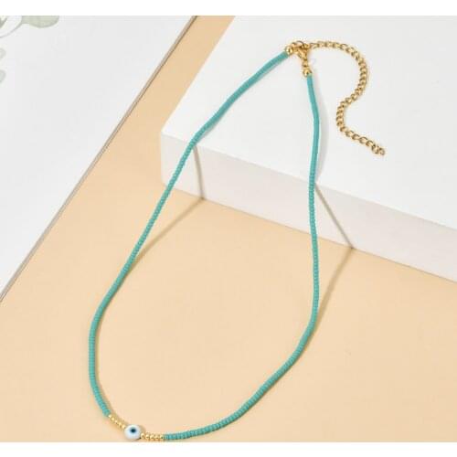ZMZY Boho Thin Fashion Necklace Colorful Miyuki Beads Necklace Cute Evil Eye Charm Necklaces For Women Jewelery Collier
