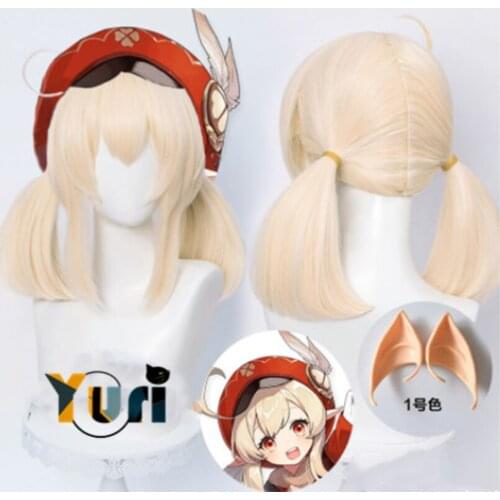 Game Genshin Impact Klee Golden Wig Gradient Middle Part Mullet Hair Wig human hair Heat Resistant Synthetic Hair cosplay C