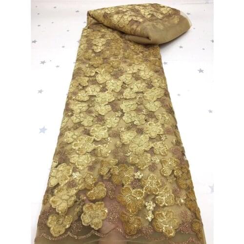 Embroidery french net lace fabric with sequins JRB-2.91904 good looking for party dress