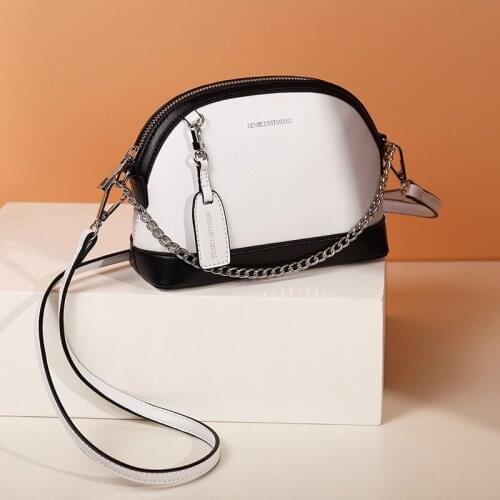 Chuwanglin Women Mini Shell Shoulder Crossbody Bag Handbags Rivet Chain Leather Girls Messenger Bags Casual Lady Purses 8181011