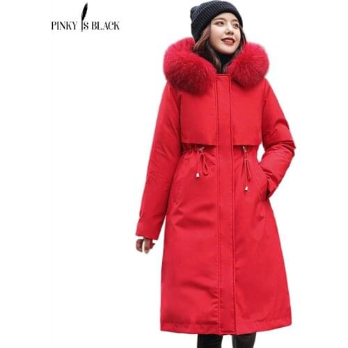 PinkyIsBlack 2020 Winter Jackets For Women Long Solid Wool Liner Long Female Parkas Plus Size Hooded With Fur Collar Thick Coat