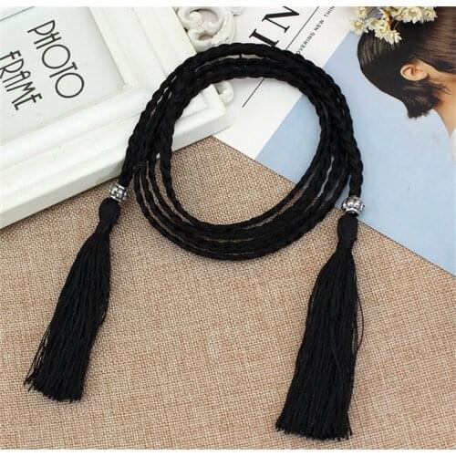 New Decorated Waist Chain Waist Belt Ladies Dress Belt Corset Thin Strap Women Girls Folk-Custom Tassel Braided Belt