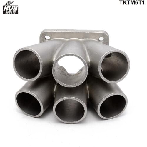 1PC Cast Stainless Steel 6-1 Turbo Header Manifold Merge Collector T3 T4 Flange TKTM6T1