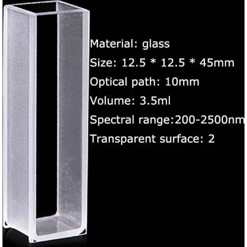 10mm Path Length glass cuvette 3.5ml, transparent on both sides