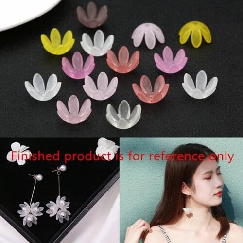 100pcs/lot color printing cartoon petal flowers shape acrylic florals beads diy jewelry earrings/garments pendants accessory