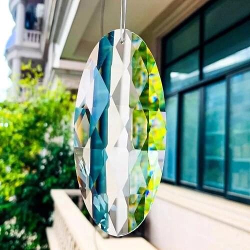 120MM Oval Faceted Crystal Prism Chandelier Crystals Pendant Clear Suncatcher Rainbow Maker DIY Christmas Wedding Home Decor