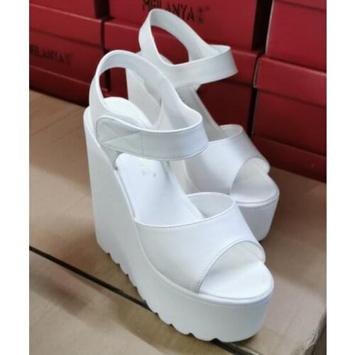 2021 Super High Women Summer Wedge Sandals Female Platform Fashion High Heel Sandals Ankle Strap Open Toe Ladies Shoes 15cm