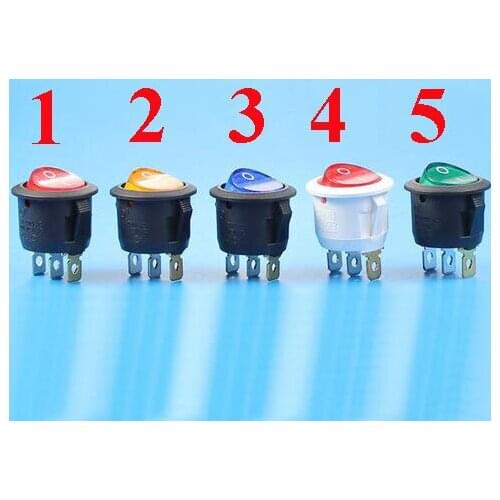 10PCS on off 3 pins round rocker switch with 220V lamp