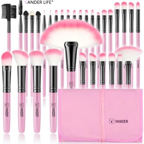 Makeup Brush Set, VANDER 32pcs Pink High Quality Natural Synthetic Hair Makeup Brushes Tools Kit