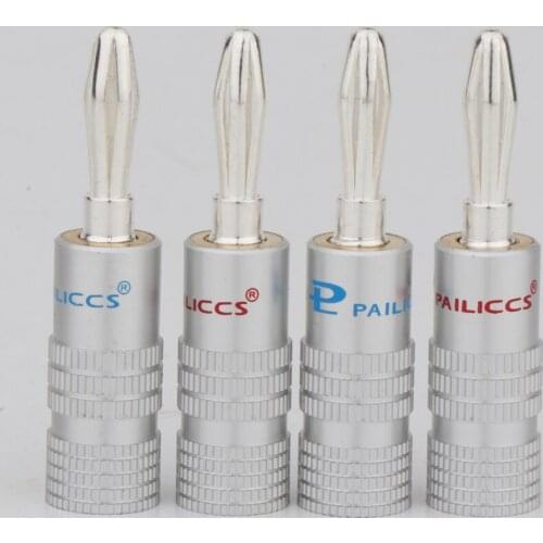 4 pcs Hi-end Brass Rhodium Plated Male Terminal Hifi Audio CD DVD Player Speaker Cable Banana Plug Connector