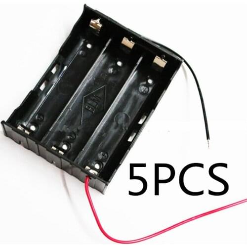 5PCS Hot Sale Black Plastic 3 Way 3 Slots 18650 Battery Storage Case Box Holder with 4 wires Leads for 3x 18650 battery
