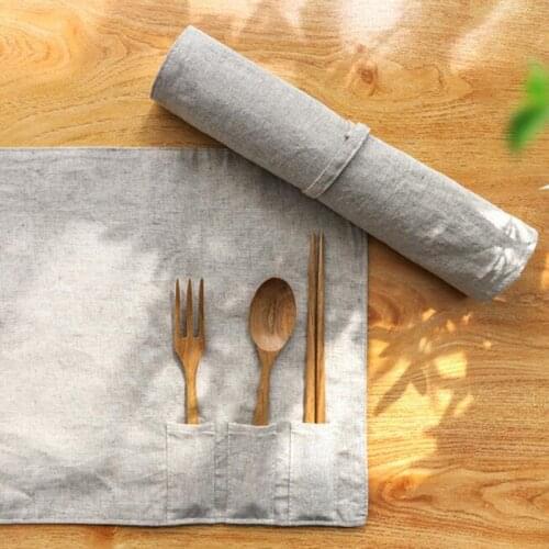 50pcs Japanese Style Placemats for Table Cotton Linen Place Mat Kitchen Insulation Dinner Mat Anti-hot