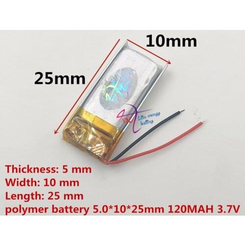 501225 511124 501025 hot sale small battery 501225 3.7V 120mAh lipo battery for digital products
