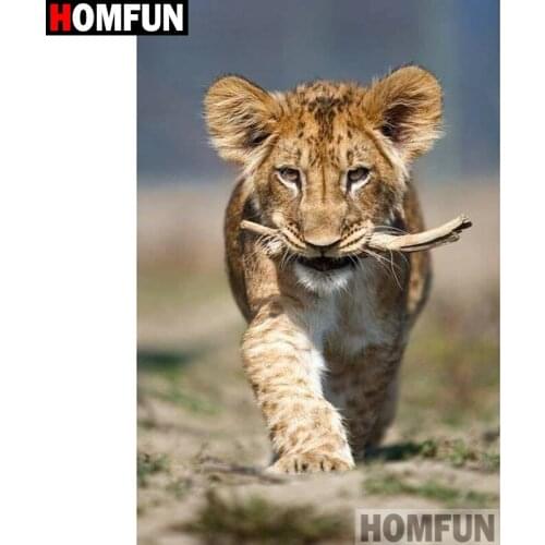 HOMFUN Full Square/Round Drill 5D DIY Diamond Painting "Animal tiger" Embroidery Cross Stitch 5D Home Decor A00527