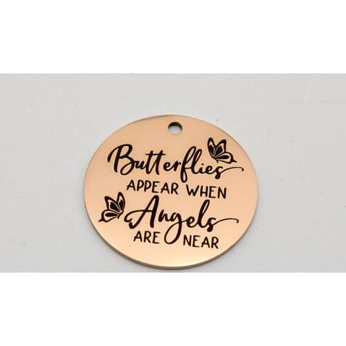 Memory Charm Butterflies Appear When Angels..Charm Stainless Steel Christmas Charms High Polish Mirror Surface Pendant 20pcs/lot