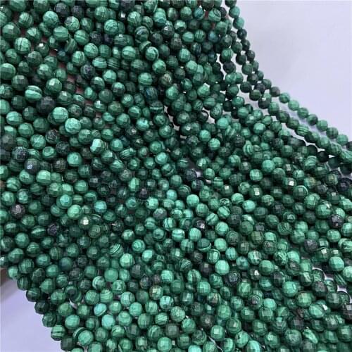 Wholesale AAA Natural Malachites Stone Beads 5mm Faceted Tiny Round DIY Bracelet Necklace Green Loose Beads For Jewelry Making