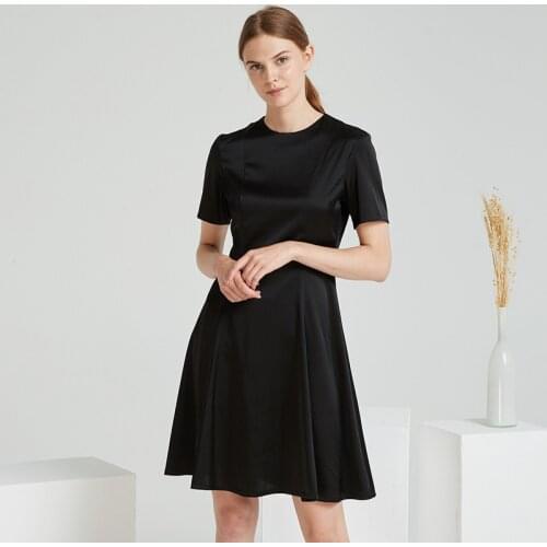 Black Silk Dresses Women High Quality 2021 Summer Long Casual Sexy Office Work Daily Dress Plus Size Slim Fit A Line