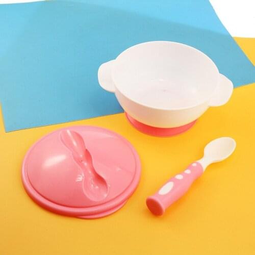 Baby Feeding Tableware Children Plate Sucker Bowl Toddler Baby Kids Child Feeding Lid Training Bowl with Spoon Learnning Dishes