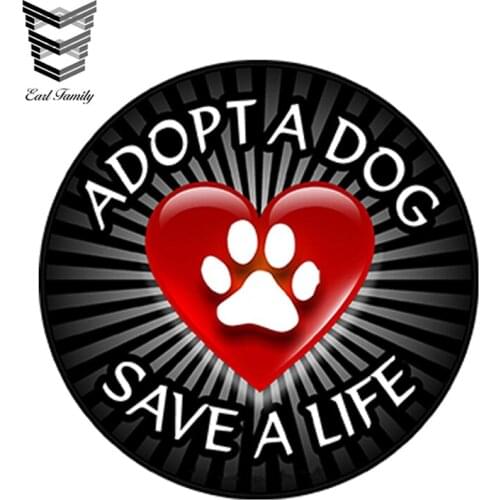 EARLFAMILY 13cm x 13cm Car Styling Dog Paw Print Funny Decal Waterproof Car Sticker Adopt a Dog Save a Life Bumper Accessories