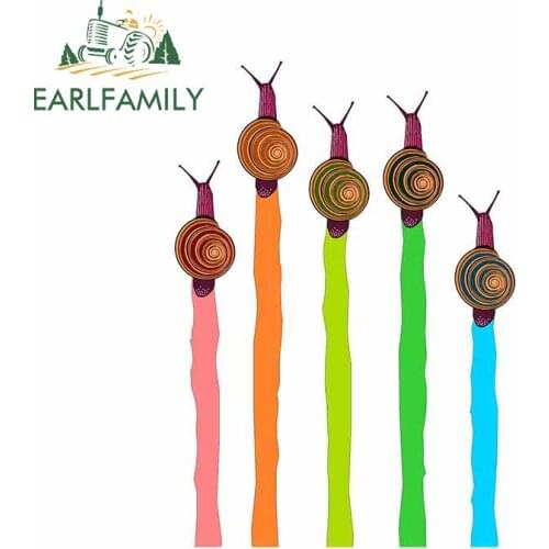 EARLFAMILY 13cm x 9.2cm Creative Cartoon Decal For Snail Race Funny Car Stickers Air Conditioner Sunscreen Car Door Protector