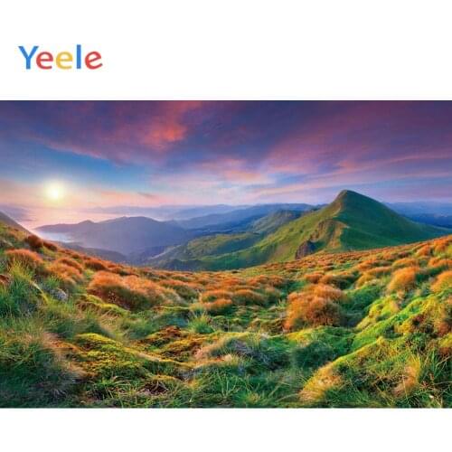 Yeele Landscape Photocall Lawn Mountain Sunrise Ins Photography Backdrops Personalized Photographic Backgrounds For Photo Studio