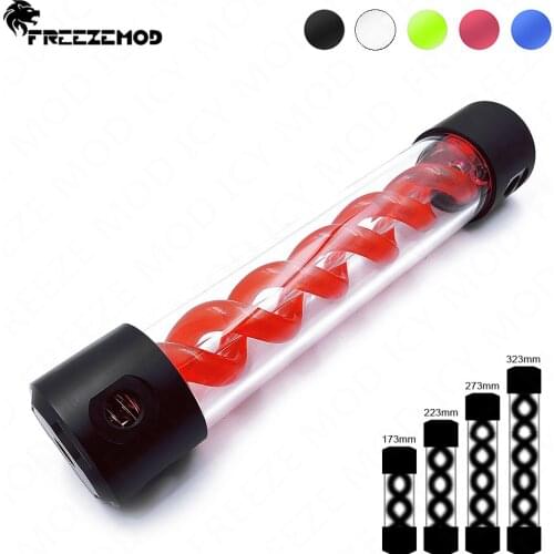 FREEZEMOD 50MM Water Tank T Spiral Reservoir Cylindrical POM OD50 Integrated Expansion Water Cooler Bubble Exhauster 5V/12V RGB