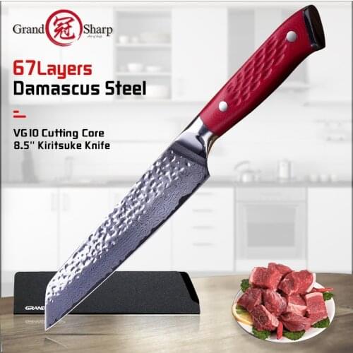 Grandsharp Damascus Knife 8.5 Inch VG10 Blade Damascus Steel Knife 67 Layers Japanese Chef Kiritsuke Cleaver Meat Knife Tools