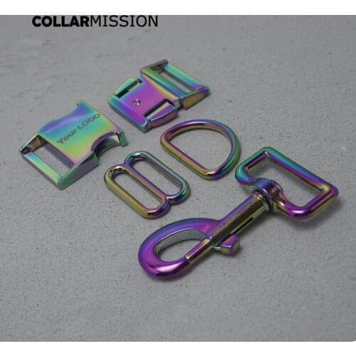 Engraved(metal buckle+adjust buckle+D ring+metal clasp/set)30mm buckle DIY dog collar part 8 colours