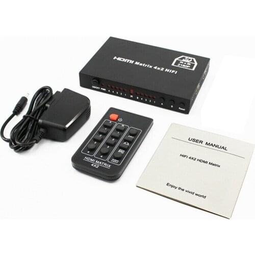 HDMI Matrix 4x2 Switch Splitter 4K 3D 1080P 2160P HIFI 2x2 Matrix Video Converter for Ps4 Laptop PC To 2 TV Monitor Dual Display