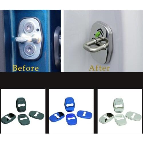 Karcng 4 pcs/set Stainless Steel Door Lock Cover for Automobile Citroen Picasso C4L C5 C3-XR