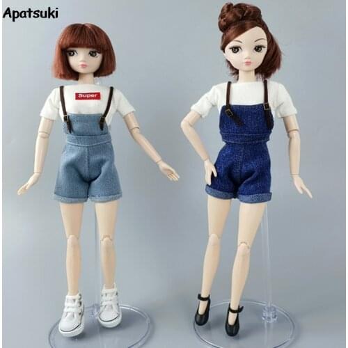 Doll Clothes Set For Barbie Doll Outfits Top Shirt & Denim Jeans Bib Pants For blythe clothes 1/6 Dolls Accessories Kid Toy