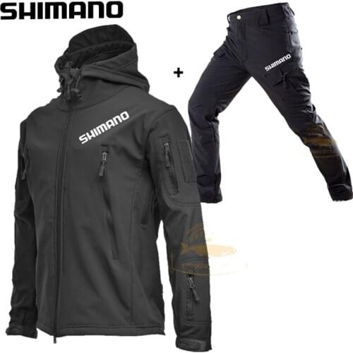 New Winter Shimano Fishing Clothes Mens Outdoor Waterproof Fishing Suit Winter Warm Windproof Hiking Pants Fishing Jacket