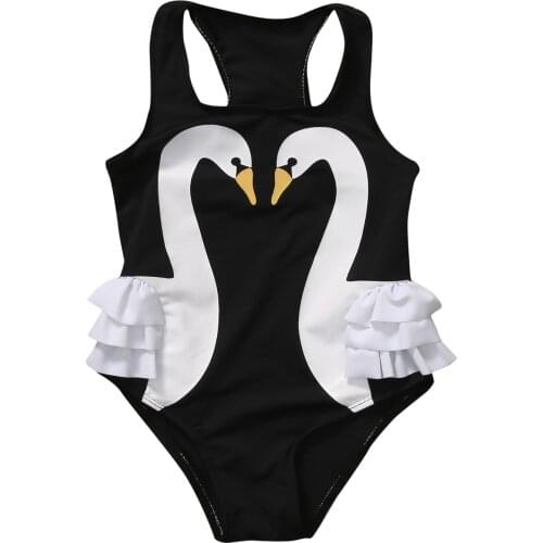 Summer 2017 Toddler Kids Baby Girl Swan Bikini Swimwear One-Piece Swimsuit Swimming Costumes