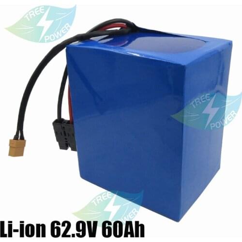 17S Lithium Ion 62.9V 60Ah 60V Li Ion battery pack 100A BMS Sailboat 3000w Motor Scooter Bike Tricycle Motorcycle +5A charger