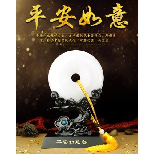 TOP business present 2020 OFFICE HOME ROOM efficacious Talisman Mascot GOOD LUCK jade plate FENG SHUI Carving crafts statue