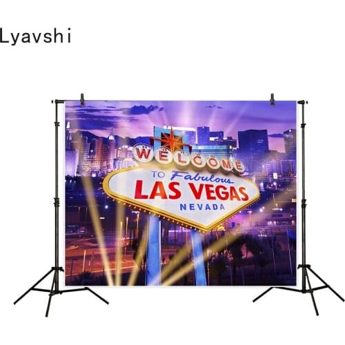 Lyavshi photography background casino welcome Las Vegas city night backdrop photocall photo studio printed backdrop